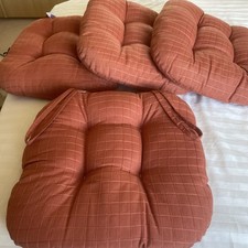 4 Indoor/Outdoor Chair Pads with Ties, Reversible, Buttoned 