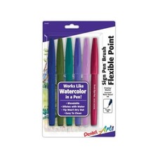 Pentel Arts Sign Pen Brush Tip, Assorted Pastel Colors, 6-Pk