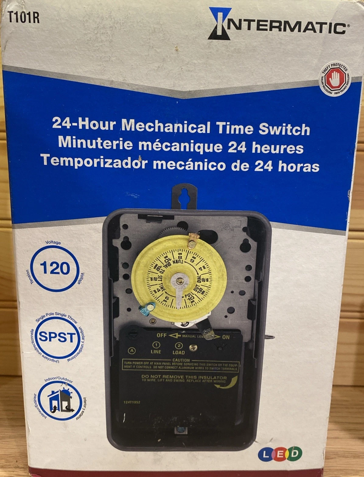INTERMATIC T101R 24 HOUR MECHANICAL TIMER SWITCH INDOOR/OUTDOOR, 120 VOLT