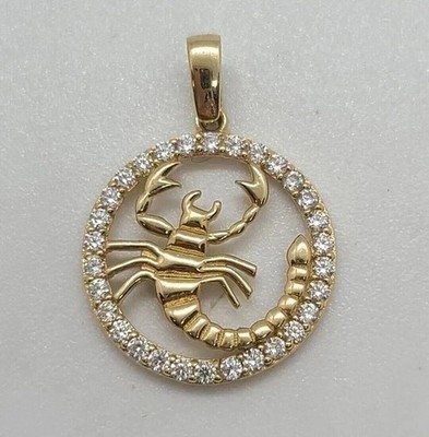 1.50Ct Round Lab Created Diamond Scorpio Pendant 14K Yellow Gold Plated Silver