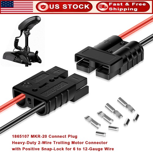 1865107 MKR20 Trolling Motor Quick Connect Plug for Minn Kota 6-12 Gauge Wire - Foto 1 di 13