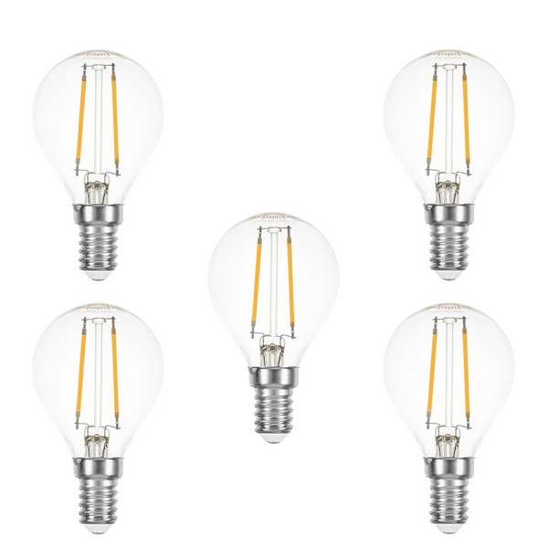 5 X Led Filament Tropfen 1W Fast 15W E14 Klar 360° Kugeln P45 Warmweiß 2700K-image