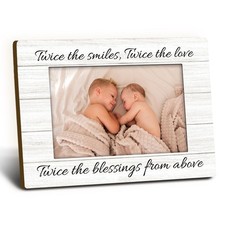 Twins Baby Items 4x6 Picture Frame, Twin Mom Gifts Wooden Picture Frame, Twin...