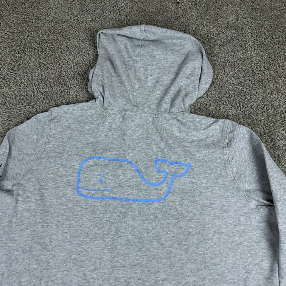 Vineyard Vines Shirt Womens XL Hooded Gray Blue Whale Long Sleeve Print Preppy* - Image 3 of 4