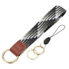 Keychain Wristlet, Cute Keychain Woven Wrist Lanyard, Black/White