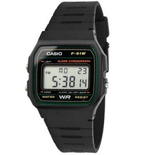 Casio F-91W-3 Digital 30M WR Green Trim Alarm LED Backlight Stopwatch Resin