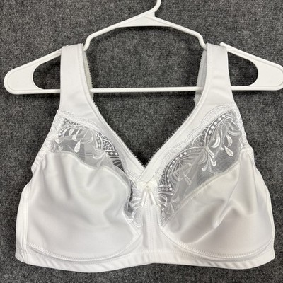 Glamorise Magic Lift Embroidered Full Figure Bra Womens 40 D White CG189