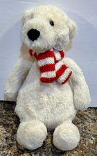 Jellycat White Polar Bear Plush Stuffed Animal w/ Red White Scarf Small