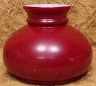 vintage factory red/maroon on white milk glass table lamp shade-7" fitter