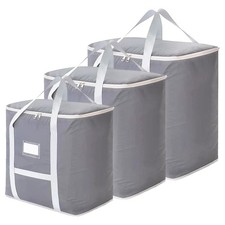 3 Pack Large Storage Bags, X-Large 120L   74L  Medium  51L , Grey