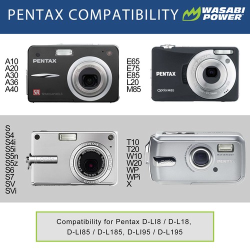 Wasabi Power Battery (2-Pack) and Charger for Pentax D-LI8, D-LI85, D-LI95 - Picture 2 of 5