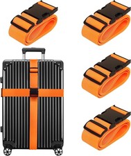 4 Pack Luggage Straps, Adjustable Travel Suitcase Belt Secure Lock Straps to Pre