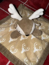 Levtex Baby Deer Lovey Plush Security Blanket Reindeer Animal Buck Antlers Brown