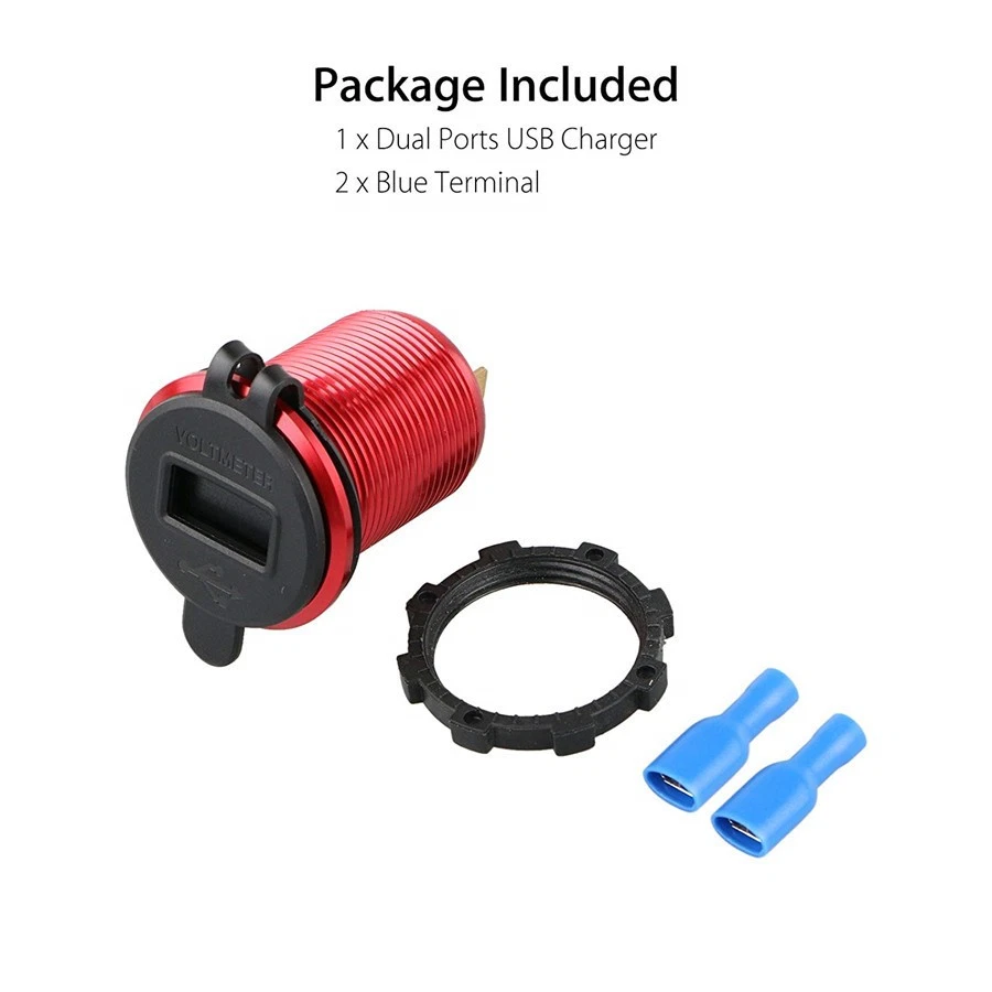 Red 12V Dual USB 4.2A Car Cigarette Lighter Charger Socket LED Digital Voltmeter - Image 4 of 4
