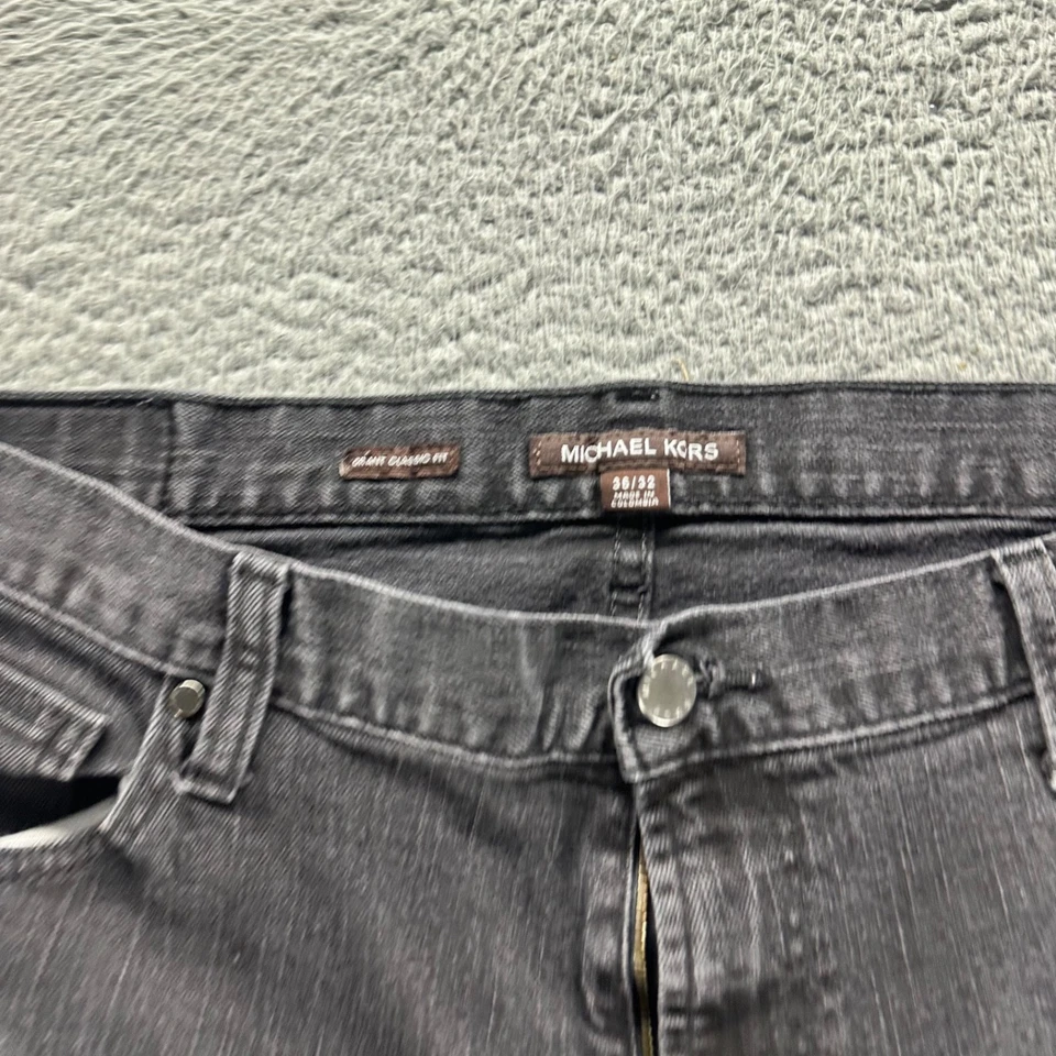 Michael Kors Jeans Mens 36x32 Black Dark Wash Cotton Stretch Grant Classic Fit - Image 3 of 4