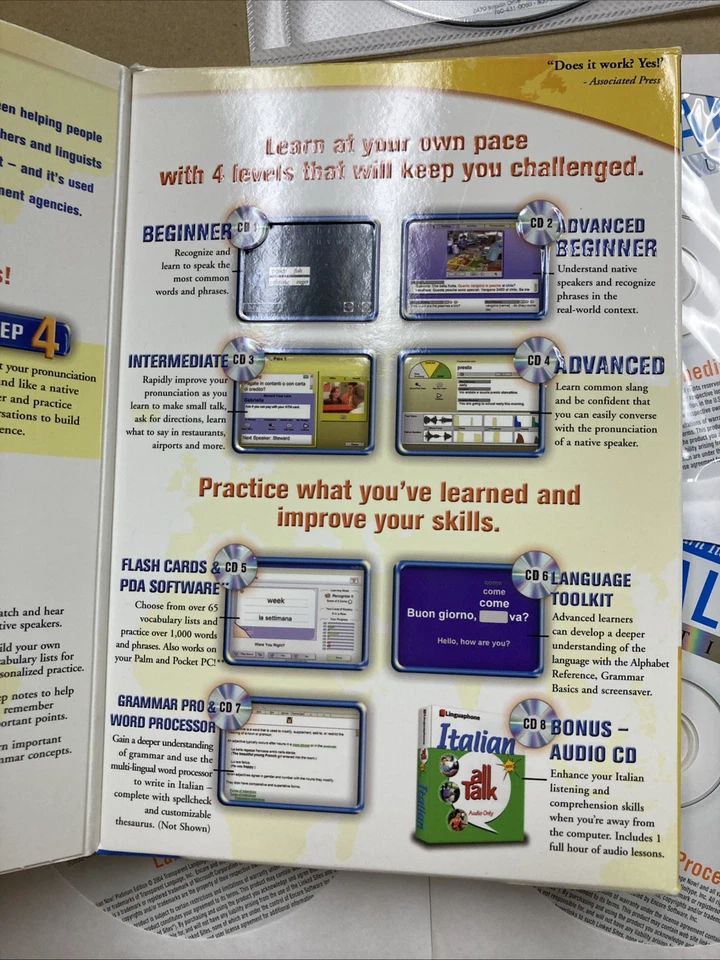 Transparente Aprende Idioma Italiano Platino 8 + 1 CD-ROM Usado en Excelente Condición 2004 Foto 4 de 4