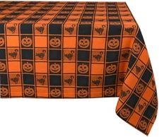DII Halloween Party 84 x 60 (Rectangular), Black & Orange Buffalo Check 