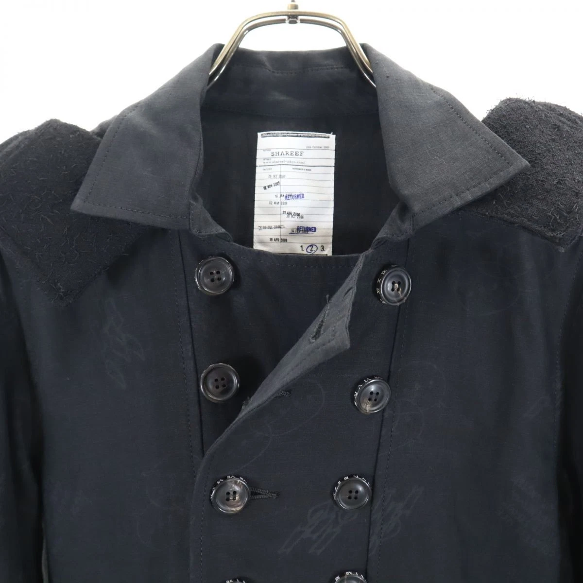 Used SHAREEF made in Japan linen trench coat 2 black Men's image 5
