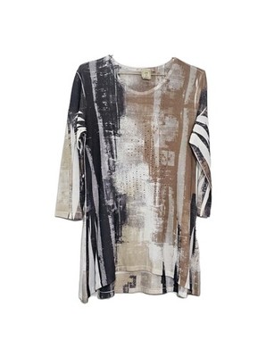 Jess & Jane Abstract Colorful Tunic Flowy Top Lightweight Soft Boho Fairy Sz S