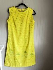 Vintage 60s Vested Gentress Golf Cart Novelty Print Shift Dress Hand Screened 14