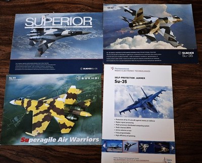 Russian Air Force 4 SUKHOI SU-35 Multi-role Fighter Profile Photo Brochures