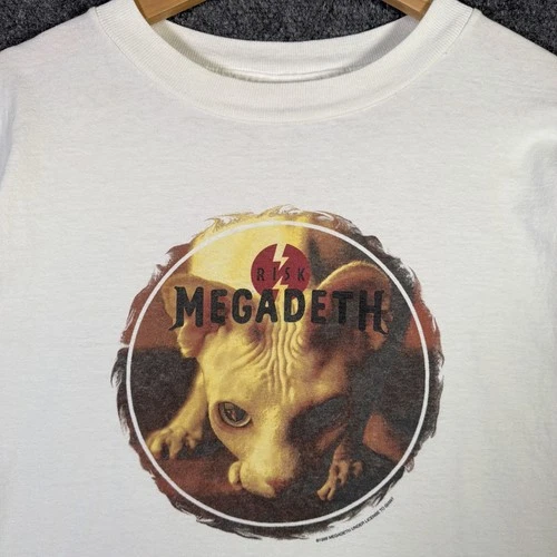 Megadeth Shirt Mens XL White 90s Risk Insomnia 1990s vintage concert t-shirt, vintage, size XL, single stitch, B+ condition