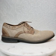 Clarks Garren Mens Oxford Shoe 11 Cream Sand Leather Canvas Cushioned Ortholite