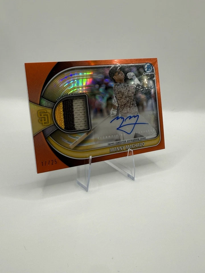 2025 Bowman Chrome Manny Machado RELIC AUTO ORANGE /25 -Tri Color Patch #BCAR-MM - Image 3 of 4