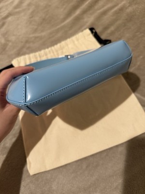 BY FAR Baby Amber Mini Blue Top Handle Bag Zip Closure Inner
