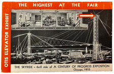 Chicago World's Fair 1933 Otis Elevator Exhibit Sky Ride Vintage Postcard