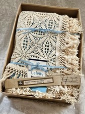 Vtg Quaker 9021 Ivory Cotton Lace Bedspread Coverlet Double 96" X 114" NOS