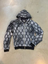 Celyn B Elisabetta Franchi Women's Grey Faux Fur Zip Hoodie Jacket L