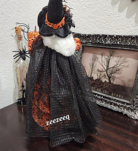 HALLOWEEN ORANGE WITCH DOLL SHELF SITTER PUMPKIN MANTEL TABLETOP DECOR 17" - Picture 6 of 10
