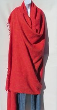 Yak Wool Blend Blanket/Throw Nepal Handmade Over-Sized  Red  Yellow