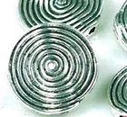 8 Large Antique Silver Pewter spire Disc Beads 18mm