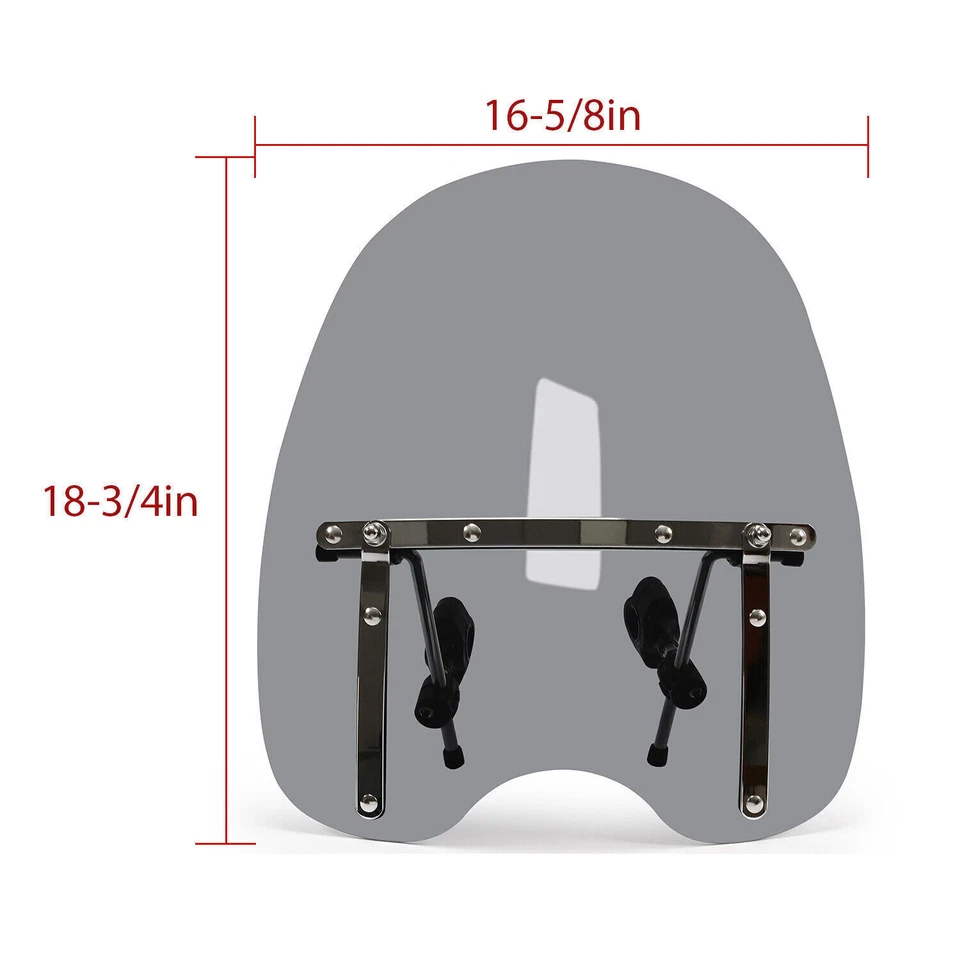 Smoke 19" Windscreen For Kawasaki Vulcan VN500 750 800 900 1500 1600 Windshield - Image 4 of 4
