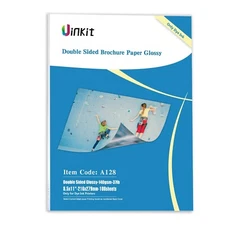 Uinkit 100 sheets Brochure Paper Glossy Double Sided 8.5x11 Inkjet 37lb 140gs...
