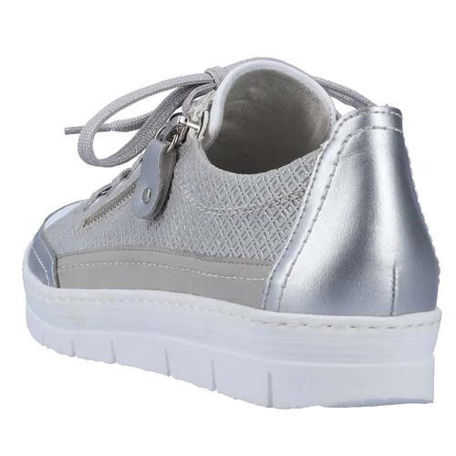 LADIES REMONTE D5826-90 SILVER LACE UP CASUAL SHOES - Picture 3 of 3