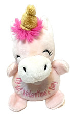 Walgreens Unicorn My First Valentines Day Plush Stuffed Pink Rattle Lovey 8 in