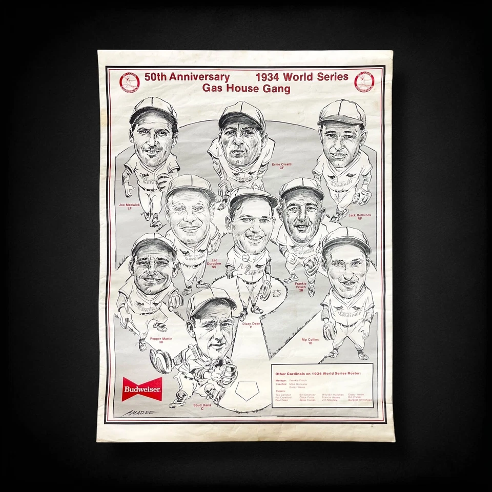 St. Louis Cardinals 1934 World Series Gas House Gang 50th Anniv Poster 1984 - Image 2 of 4