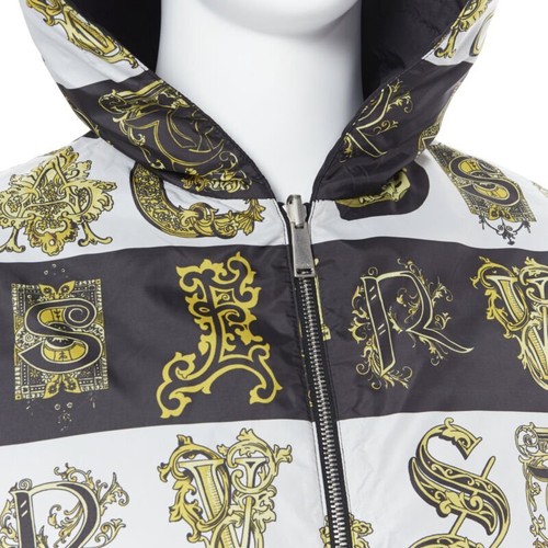 VERSACE Reversible Baroque Alphabet gold black nylon quilted jacket IT58 4XL - Picture 2 of 12