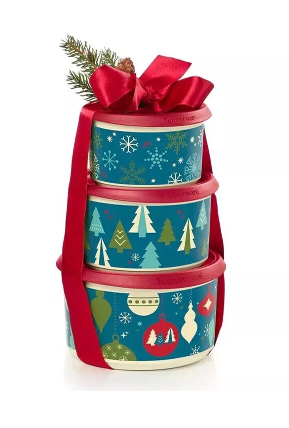 Tupperware 3 Pc Christmas Stacking Canisters | eBay