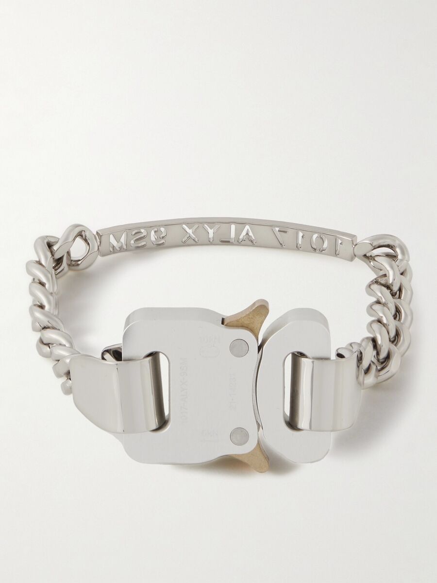 1017 ALYX 9SM Unisex Rollercoasted Buckle Bracelet, Silver Tone L/XL 21cm 1017 ALYX 9SM Unisex Rollercoasted Buckle Bracelet, Silver Tone L/XL 21cm