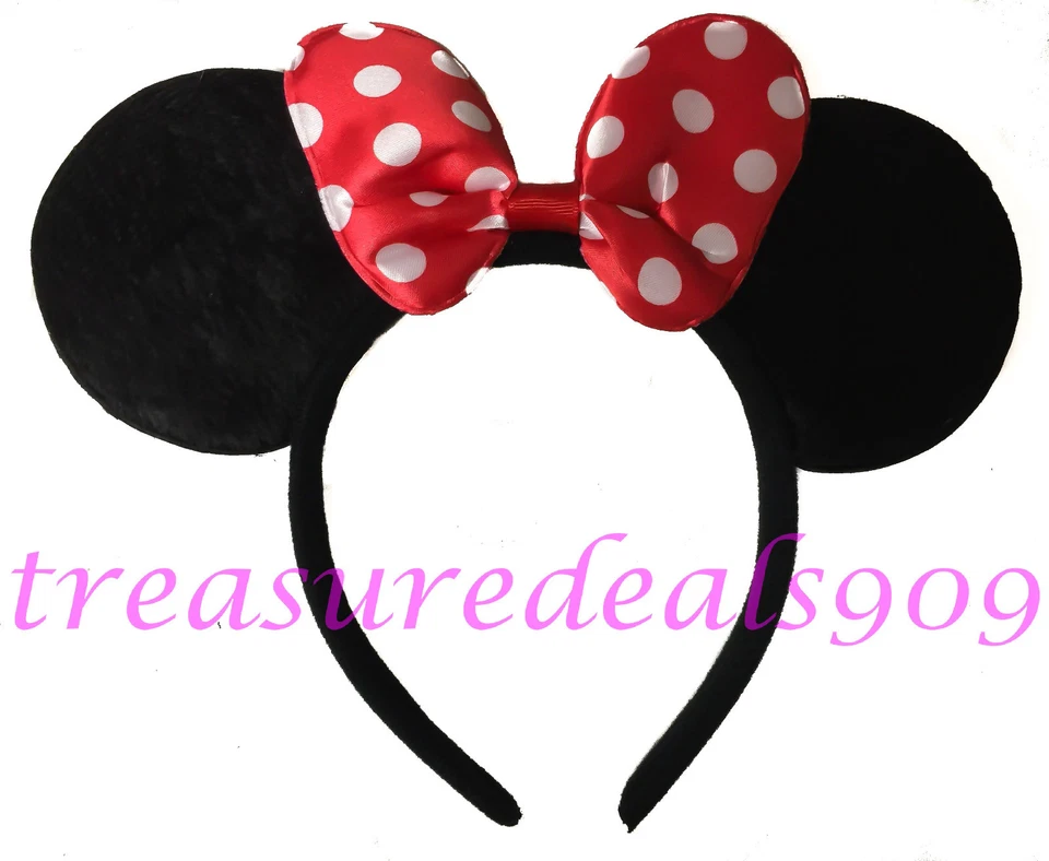 24 diademas orejas de Minnie Mouse lazos rojos a lunares fiesta de cumpleaños favoritos Mickey Foto 2 de 3