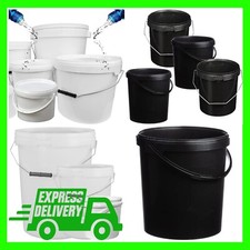 Black & White Strong Hard Wearing Plastic Buckets With Tamper Evident Lids