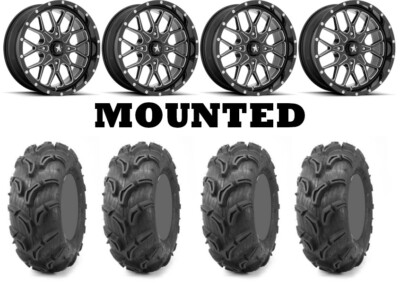 Kit 4 Maxxis Zilla Tires 28x9-14/28x11-14 on MSA M45 Portal Black Wheels FXT