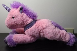Hugfun Pink Unicorn Purple Sparkly Hoofs Plush 14