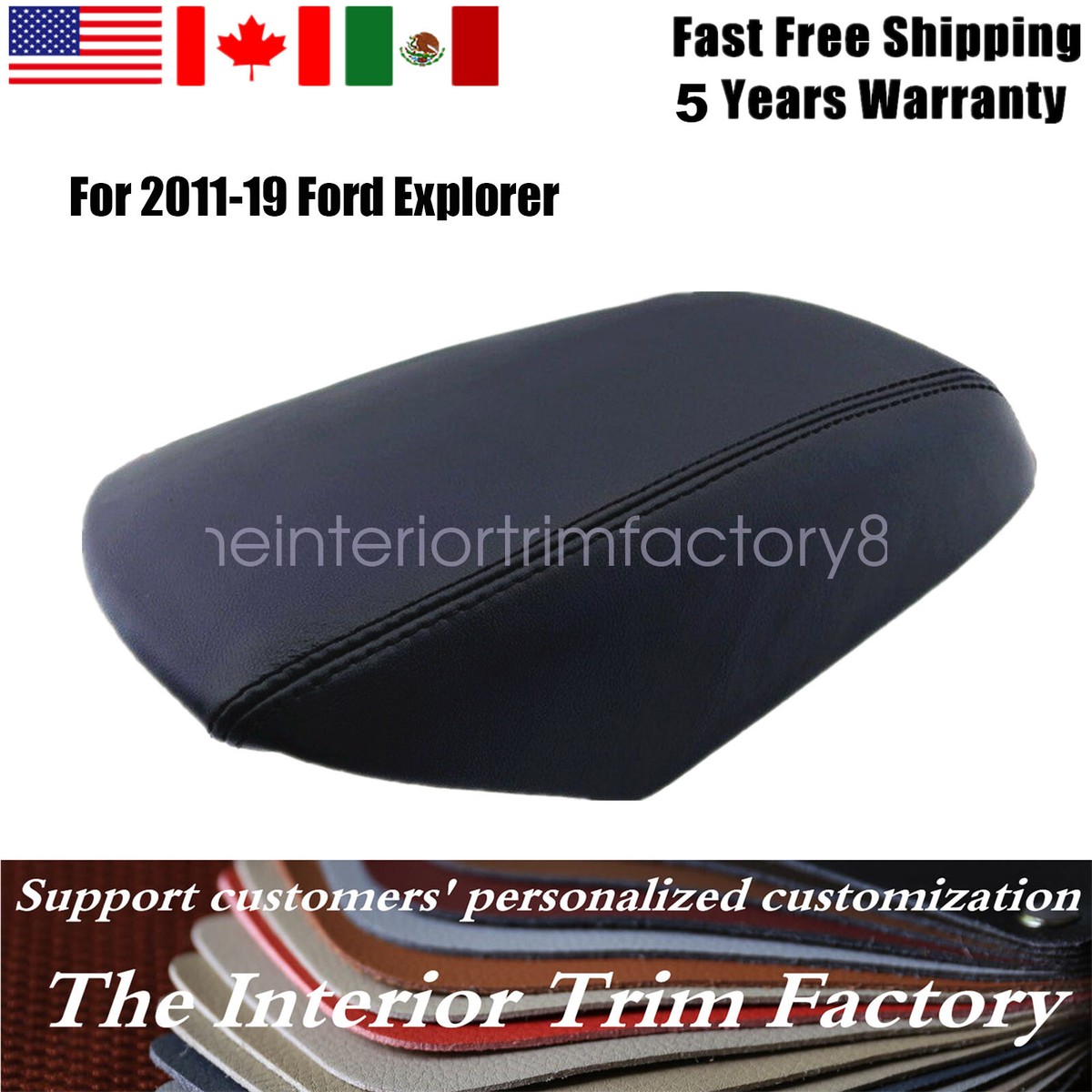Black Leather Console Armrest Cover For Ford Explorer (2011-2019) In - Foto 5