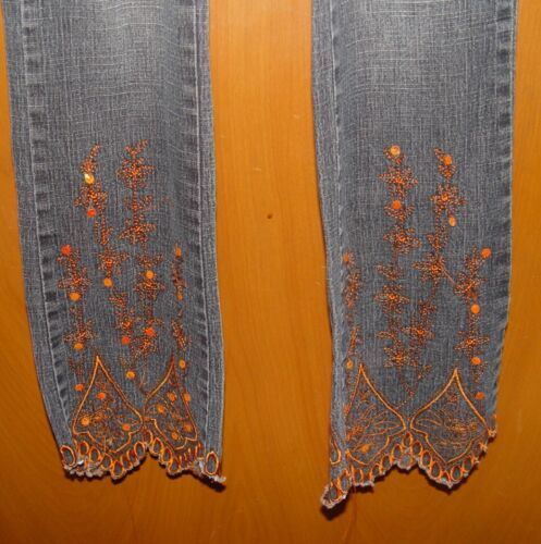 Apollo Jeans Womens Sequin Beaded Orange Embroidered Asymmetric Hem Size 1/2 - Picture 4 of 6