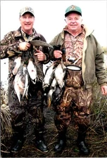 2 Men in hunting gear w/ducks 80's MT Hunting Trip Vintage Found Photo V3479